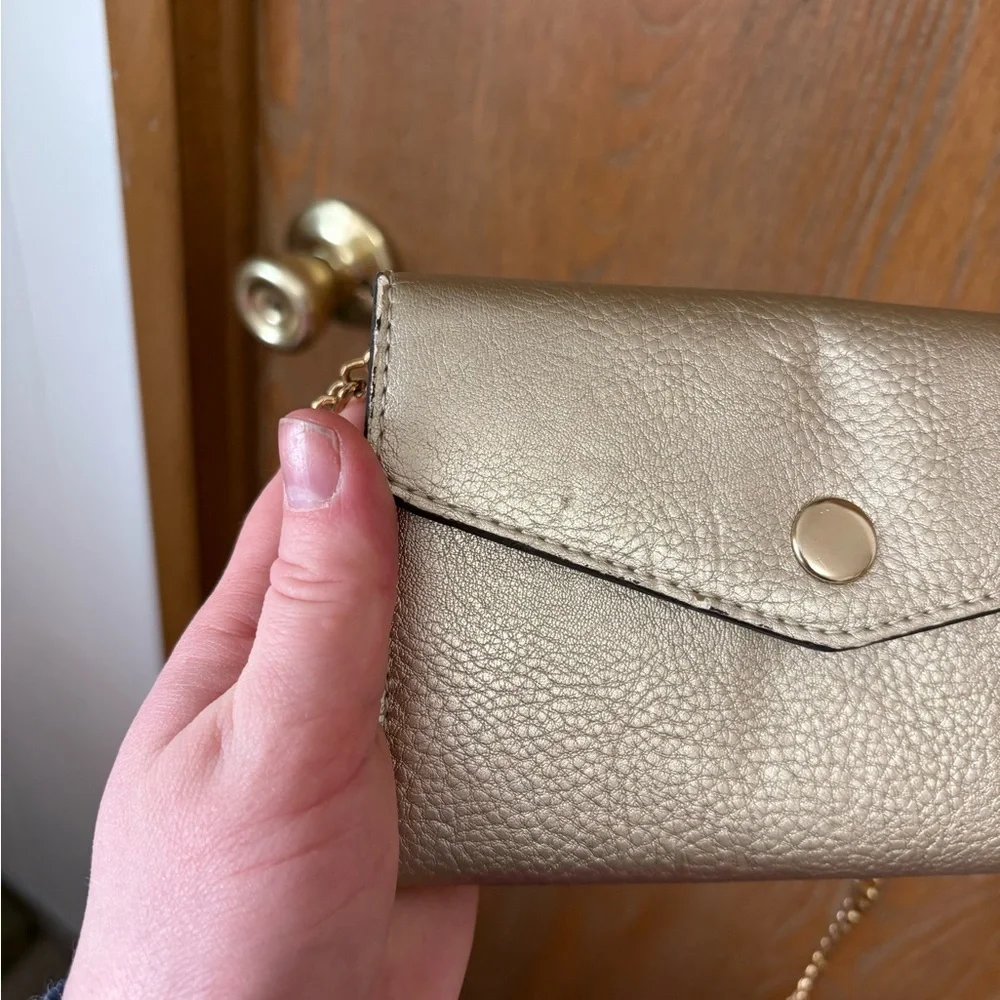 Street Level Metallic Gold Envelope Wallet Crossbody Purse